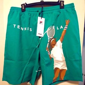 NWT Fila Cook Seer Sucker Pepper Green Shorts